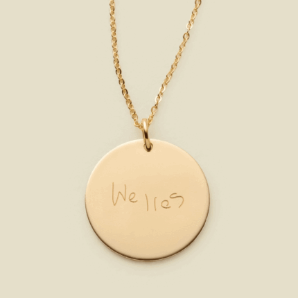 Engraved Handwriting Disc Necklace