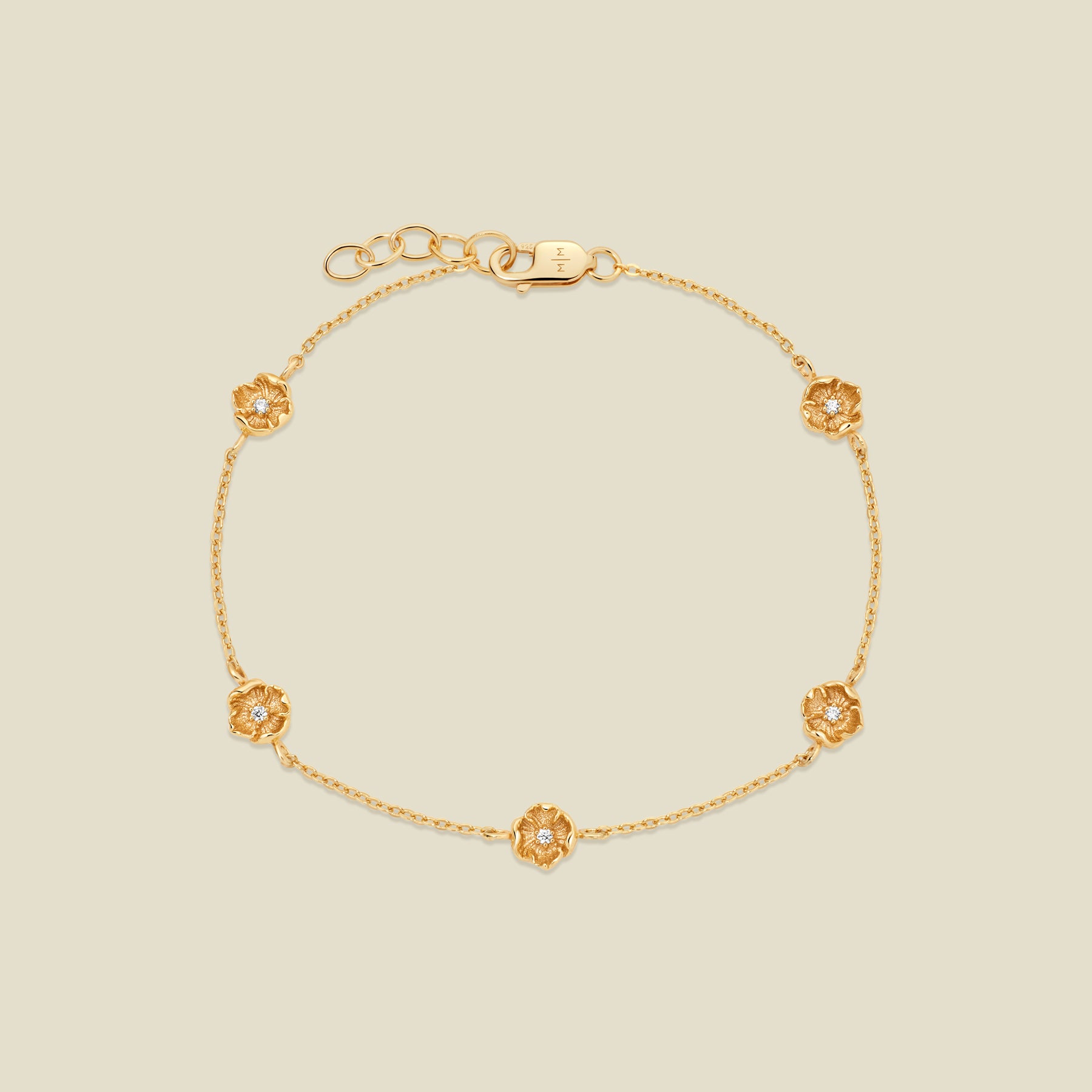 AugustPoppyBracelet August CZ Birth Flower Station Bracelet - 图片 1