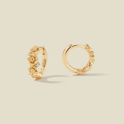 August CZ Birth Flower Huggie Hoop Earrings