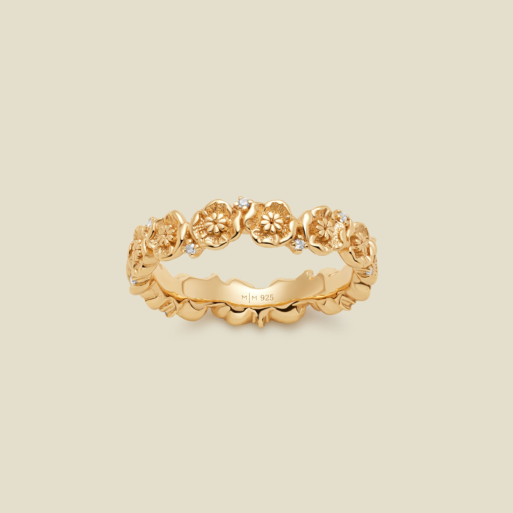 AugustPoppyRing August CZ Birth Flower Eternity Ring - 图片 1