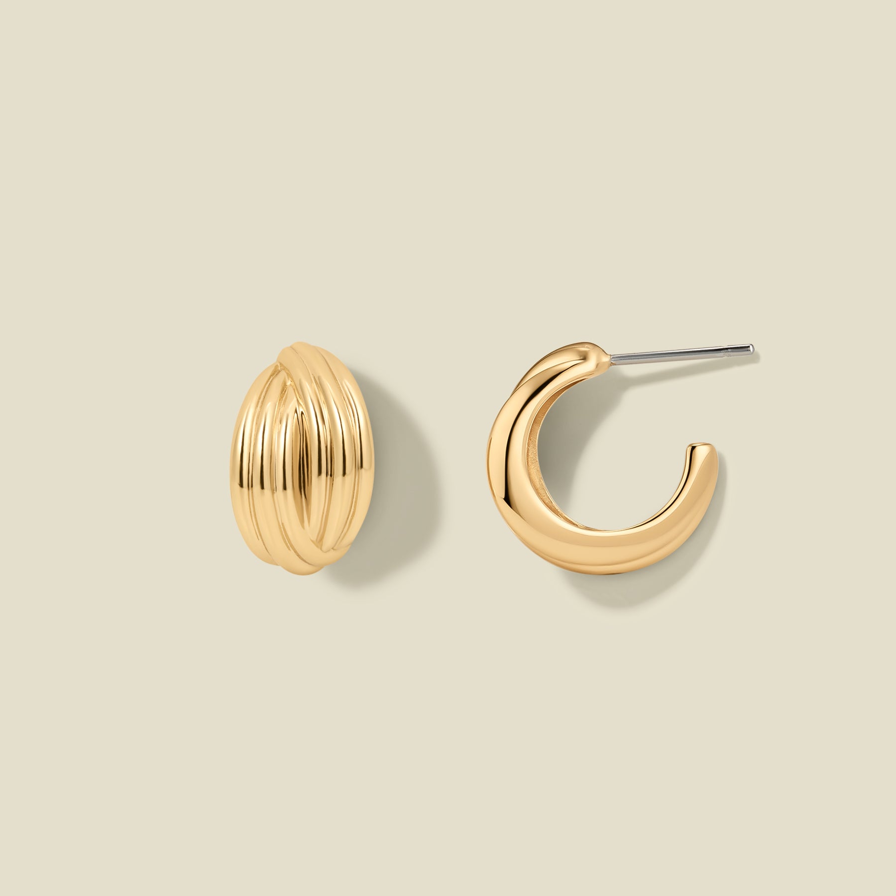 GoldCrossoverHoops Sol Crossover Hoop Earrings - 图片 1