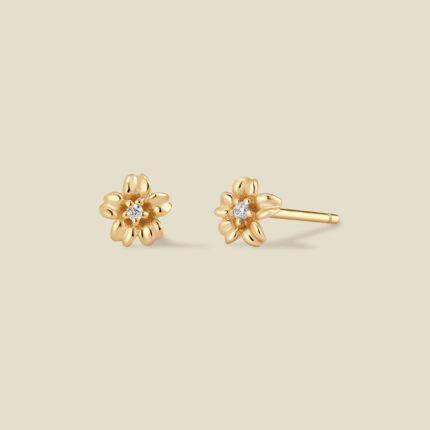 March CZ Birth Flower Stud Earrings