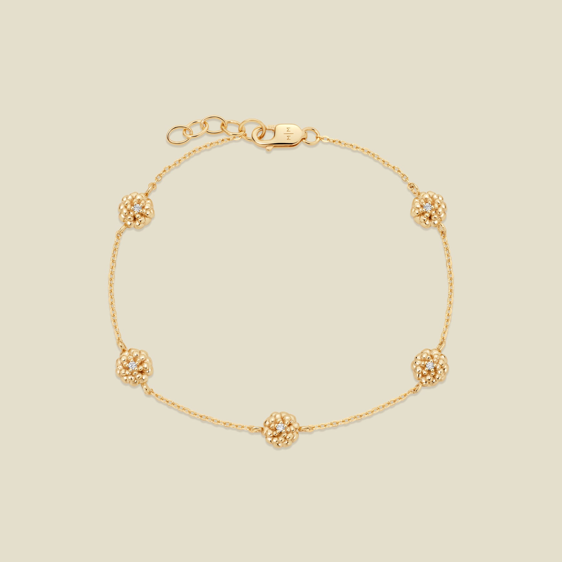 OctoberMarigoldBracelet October CZ Birth Flower Station Bracelet - 图片 1