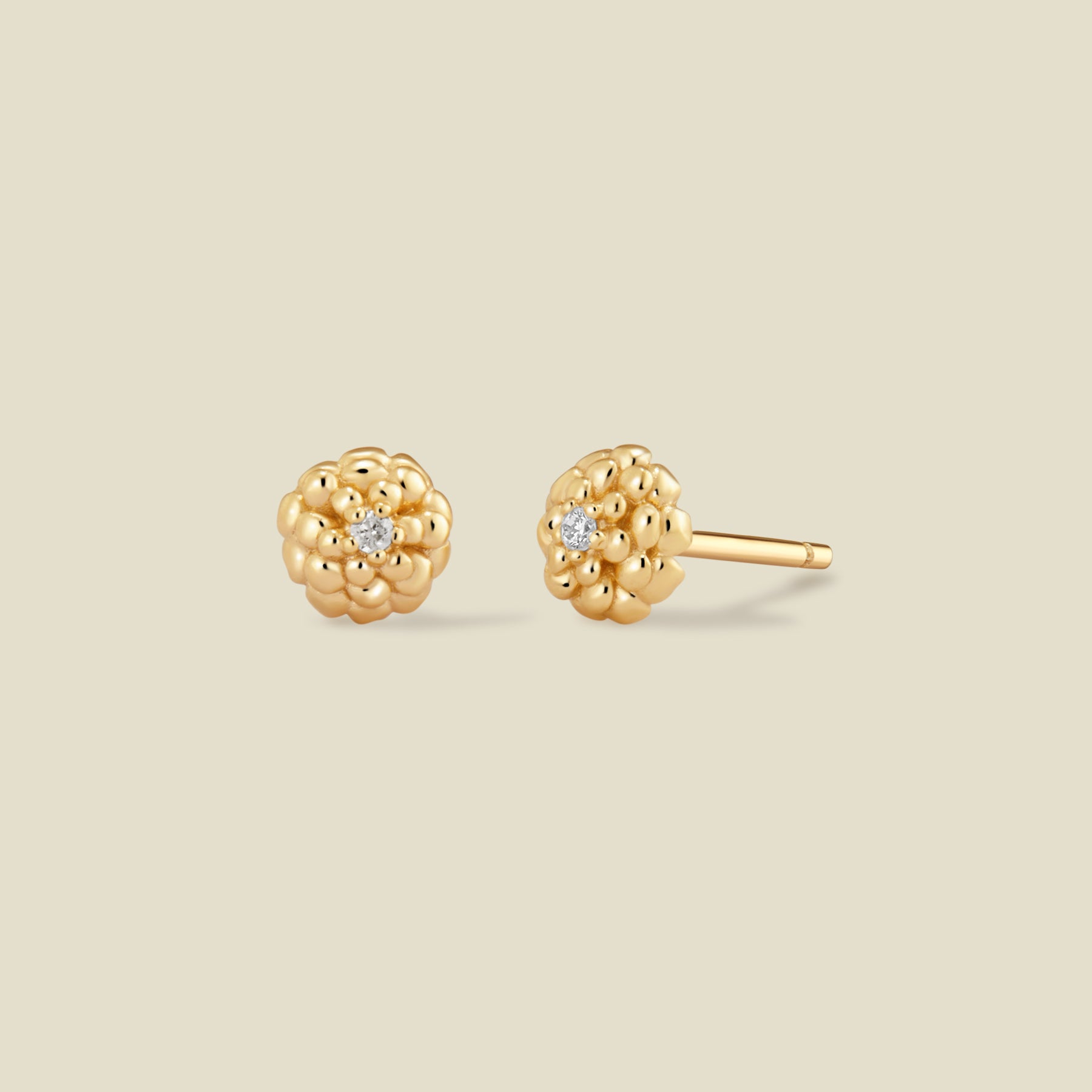 OctoberMarigoldStudEarrings October CZ Birth Flower Stud Earrings - 图片 1