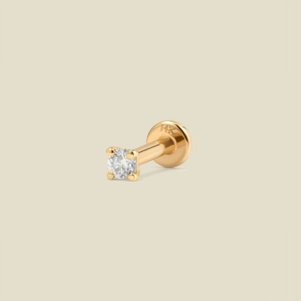 14k Diamond Prong-Set Stud Earring (Flat Back) - Single