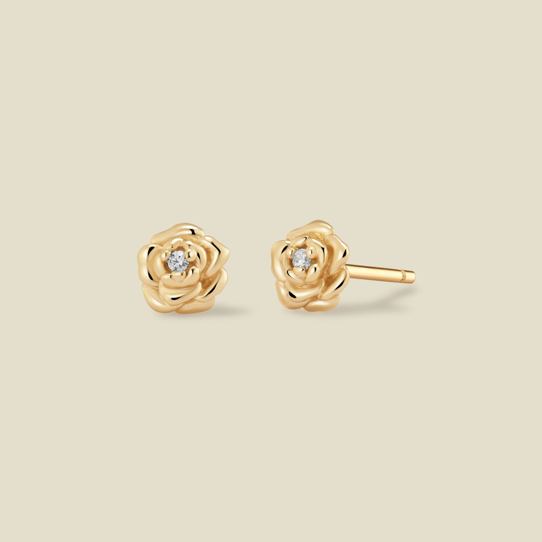 SeptemberPeonyStudEarrings September CZ Birth Flower Stud Earrings - 图片 1