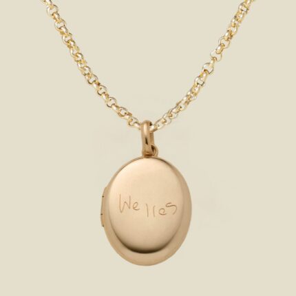 Engraved Handwriting Rolo Mini Locket Necklace