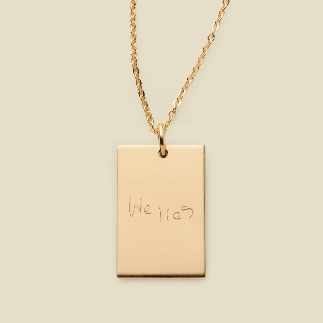 lennonengravingrectangle Engraved Handwriting Rectangle Necklace - 图片 1