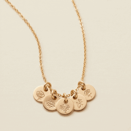 Mini Birth Flower Stacker Necklace | 1/4" Disc